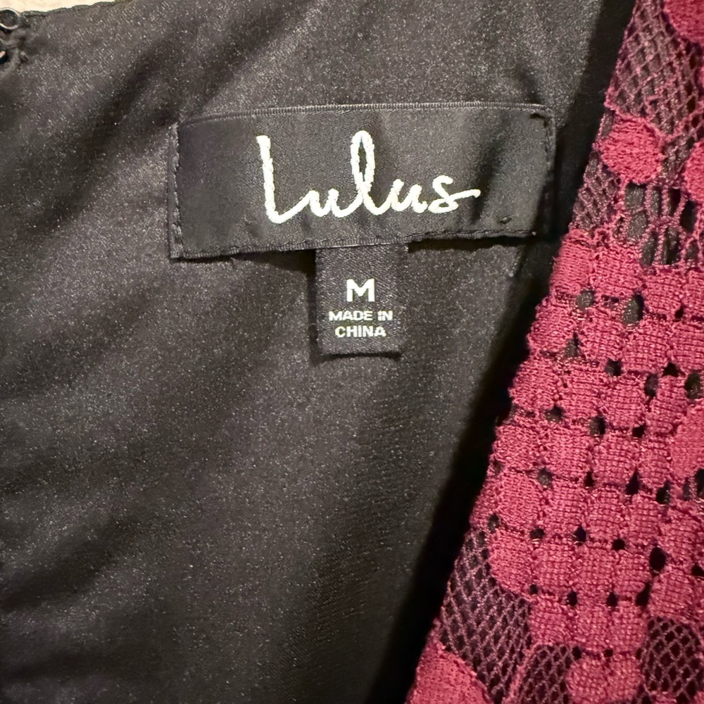 Lulu's Burgundy High Low Lace Dress - Picture 3 of 3